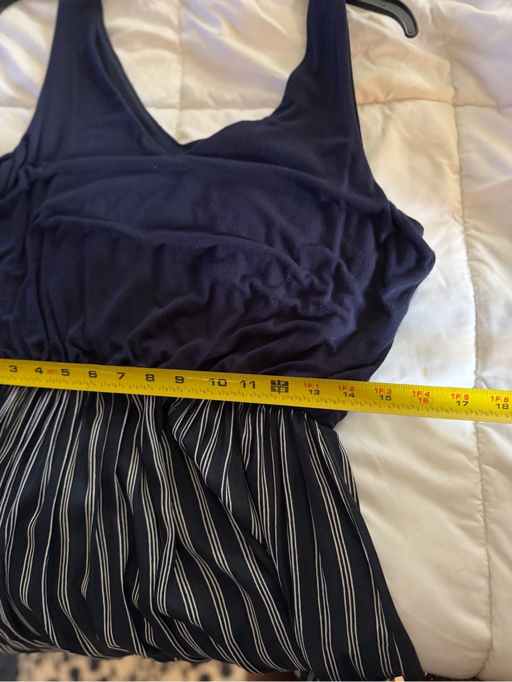 Navy V-Neck Sleeveless Striped Midi Dress - Picture 3 of 8